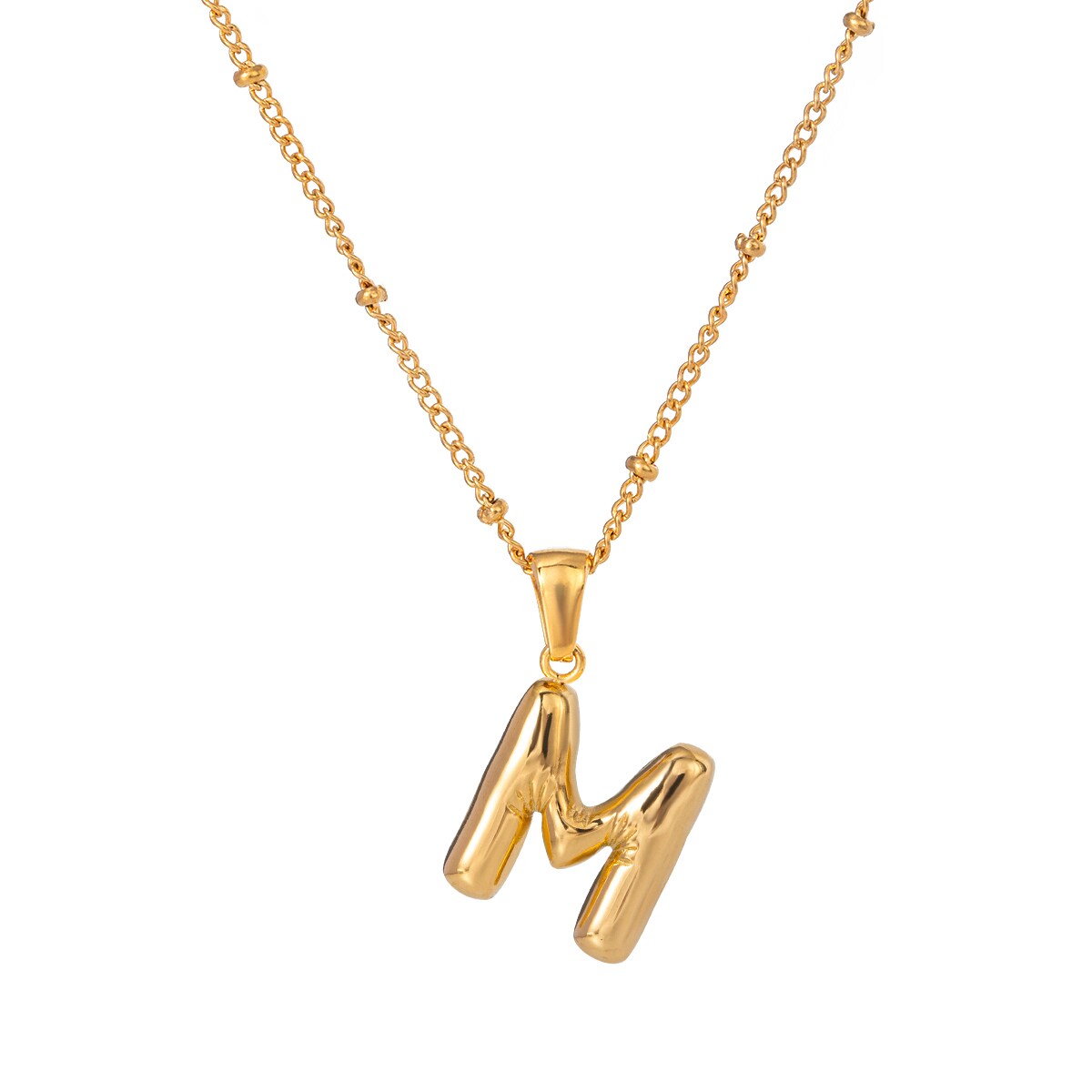 Gold color / 1 Piece Simple Casual Style Letter M Shape Stainless Steel 18K Gold Plated Women's Pendant Necklace Picture2